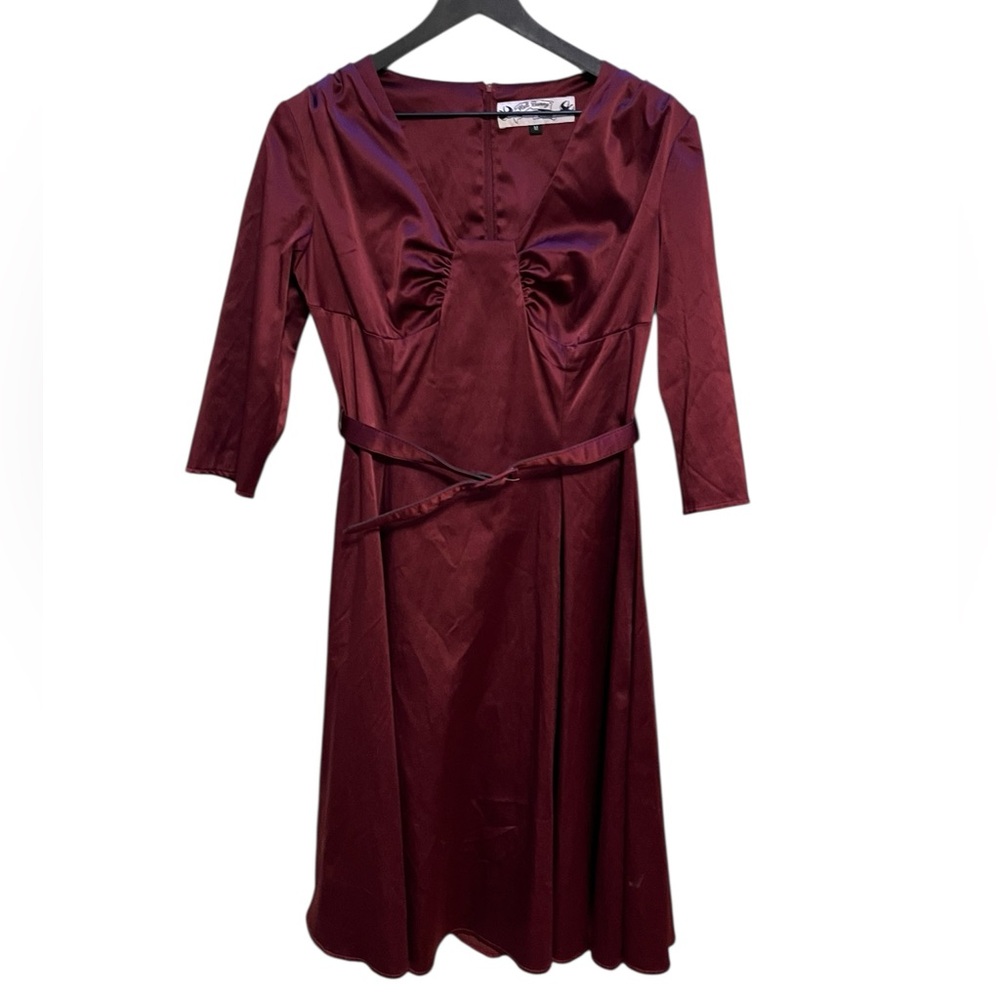 Hell Bunny Vixen Maroon 40’s retro style dress size medium